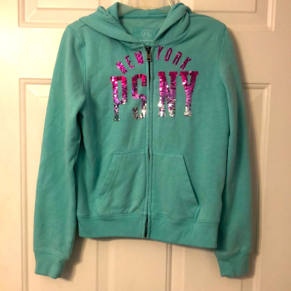 Aeropostale girls zip up fleece hoodie, size 12.